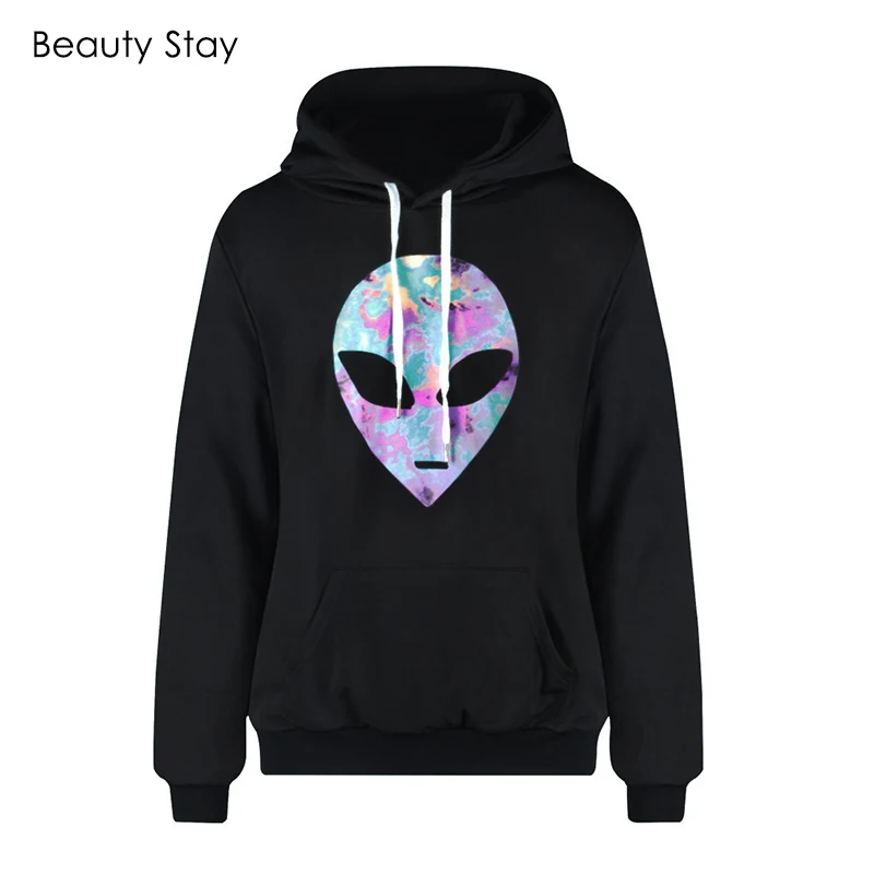 BeautyStay, женские 3d толстовки с принтом пришельца, свитшоты, бархатная толстовка с капюшоном, Harajuku, худи с капюшоном, худи размера плюс, хип-хоп Уличная одежда