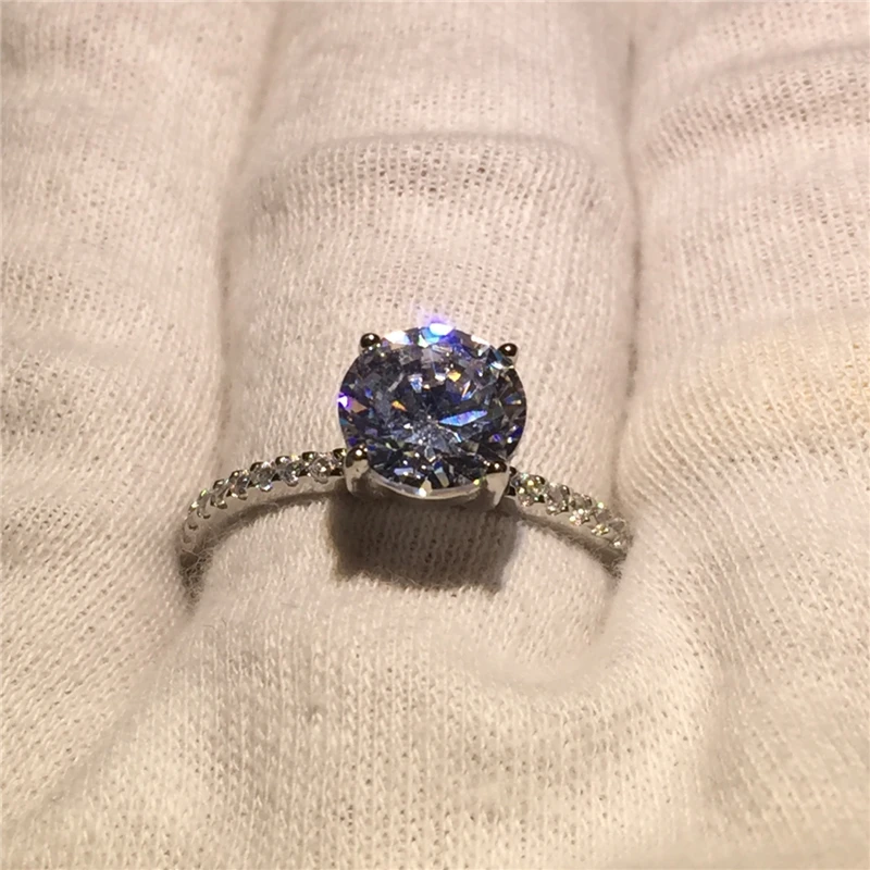 Ювелирные изделия с камнем солитером 100% цельное кольцо из стерлингового серебра