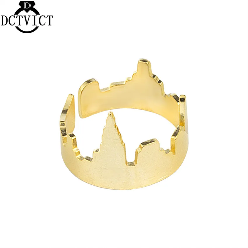 GORGEOUS TALE 10Pcs Modern City Shape Ring For Party Gifts Fashion Adjustable Women Men Rings Gold Silver Bague Femme|ring for|mens rings goldfashion