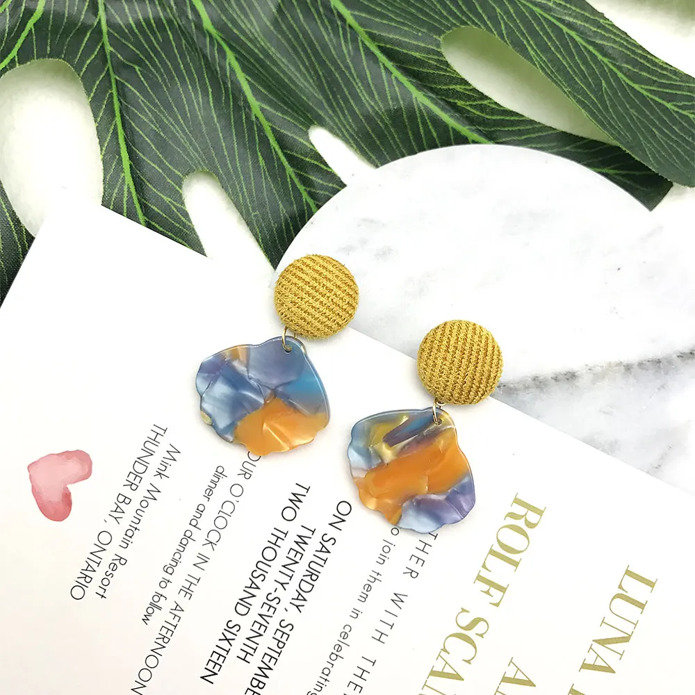 Женские винтажные серьги с кисточками круглые желтые помпоном 2017|dangle drop earings|dangle