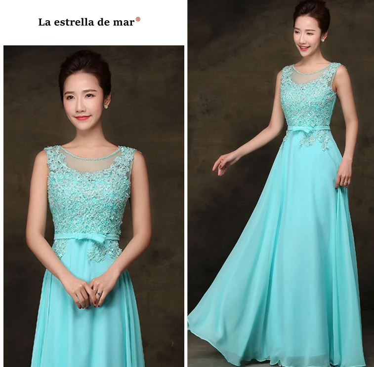 Vestidos de madrinha новое из кружева, с вырезом на шее шифоновое алиновое бирюзовое платье подружки невесты длинное Плюс Размер недорогое свадебное торжество платье