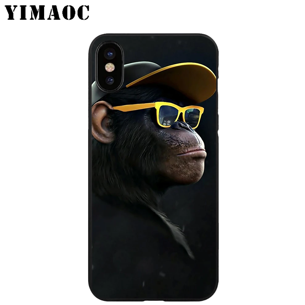 YIMAOC Swag обезьяна мягкий ТПУ Черный силиконовый чехол для iPhone X или 10 8 7 6 6S Plus 5 5S SE Xr Xs