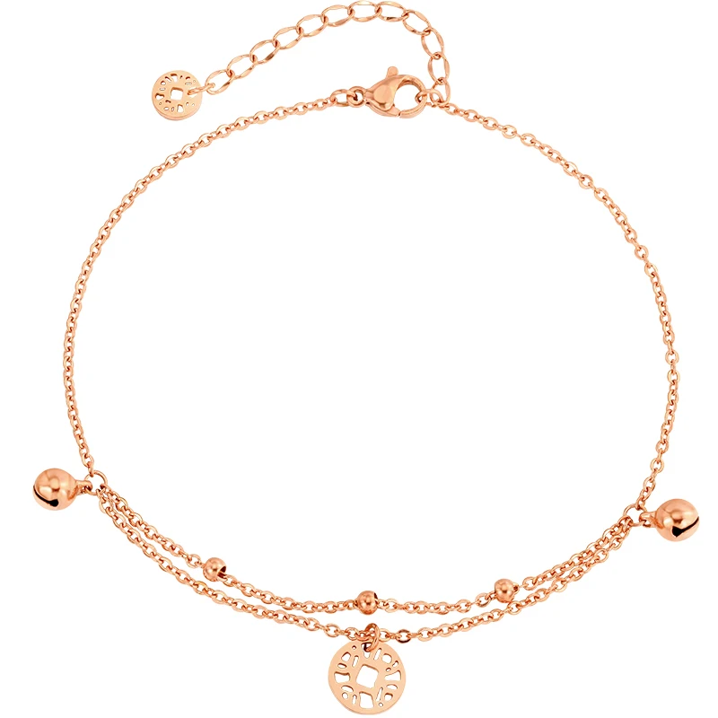 Высококачественный ножной браслет из титановой стали 18KGP цвета розового золота с