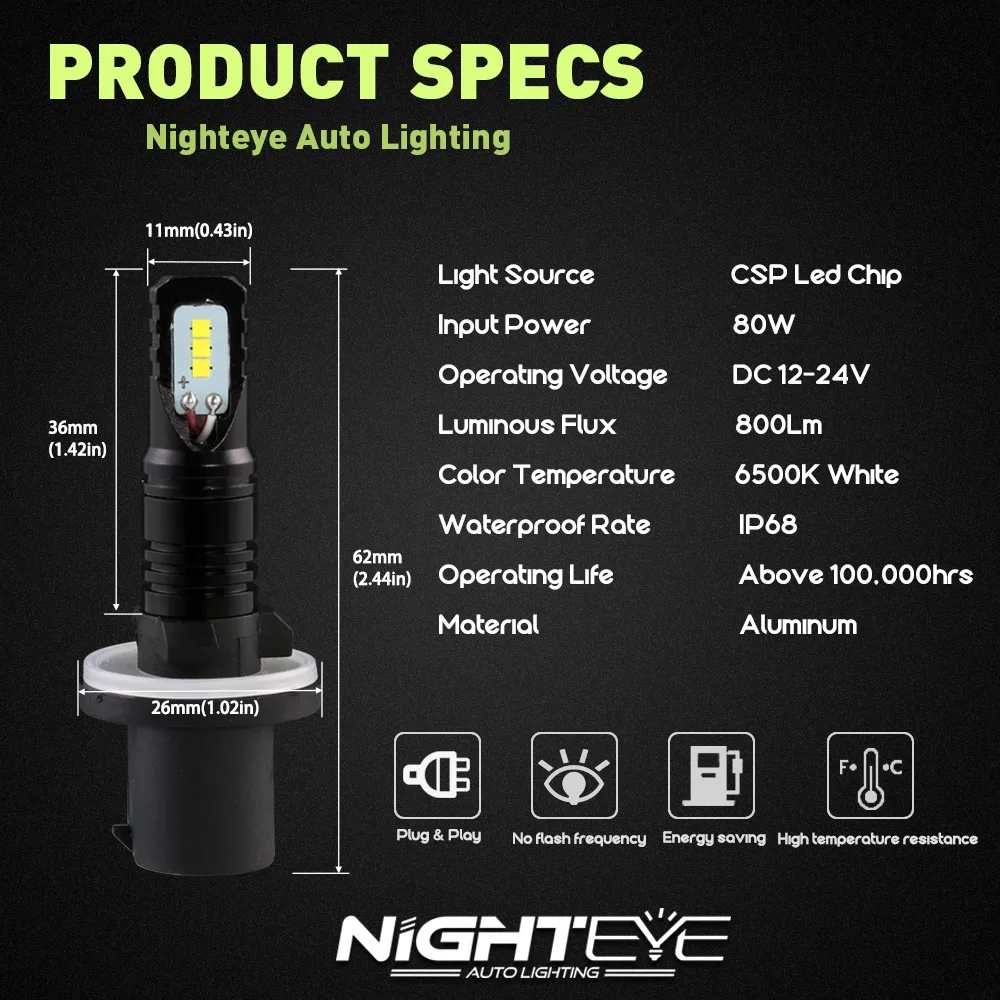 NIGHTEYE 880 светодиодный противотуманный светильник для автомобиля автомобильный