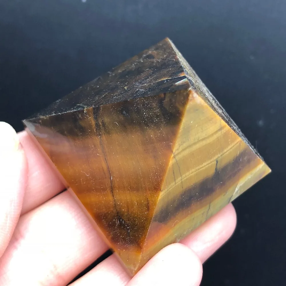 Natural tiger eye crystal mineral quartz carved pyramid chakras stone carvings healing reiki decoration
