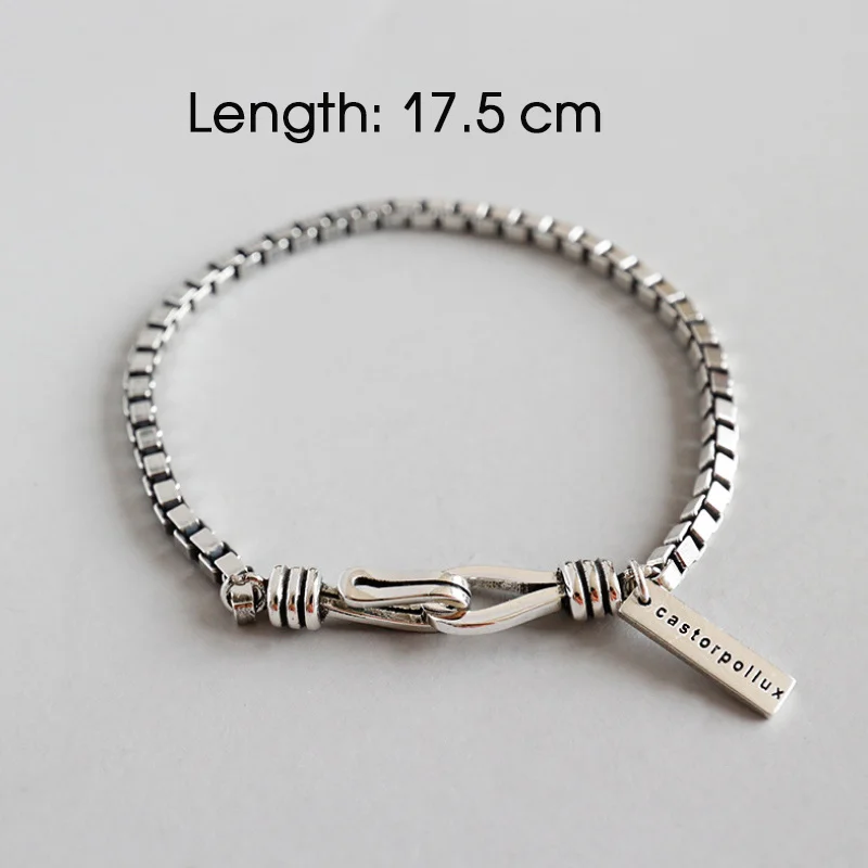 17.5 cm F. I. N. S простой настоящий 925 пробы серебряный браслет на цепочке для женщин хорошее ювелирное изделие браслет дружбы ручной цепной серебряный браслет - Окраска металла: 17.5 cm
