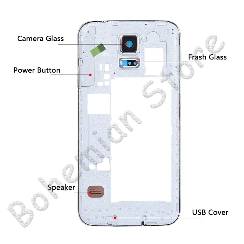 Передняя рамка для Samsung Galaxy S5 G900h G900f передняя со стеклянными кнопками золото и