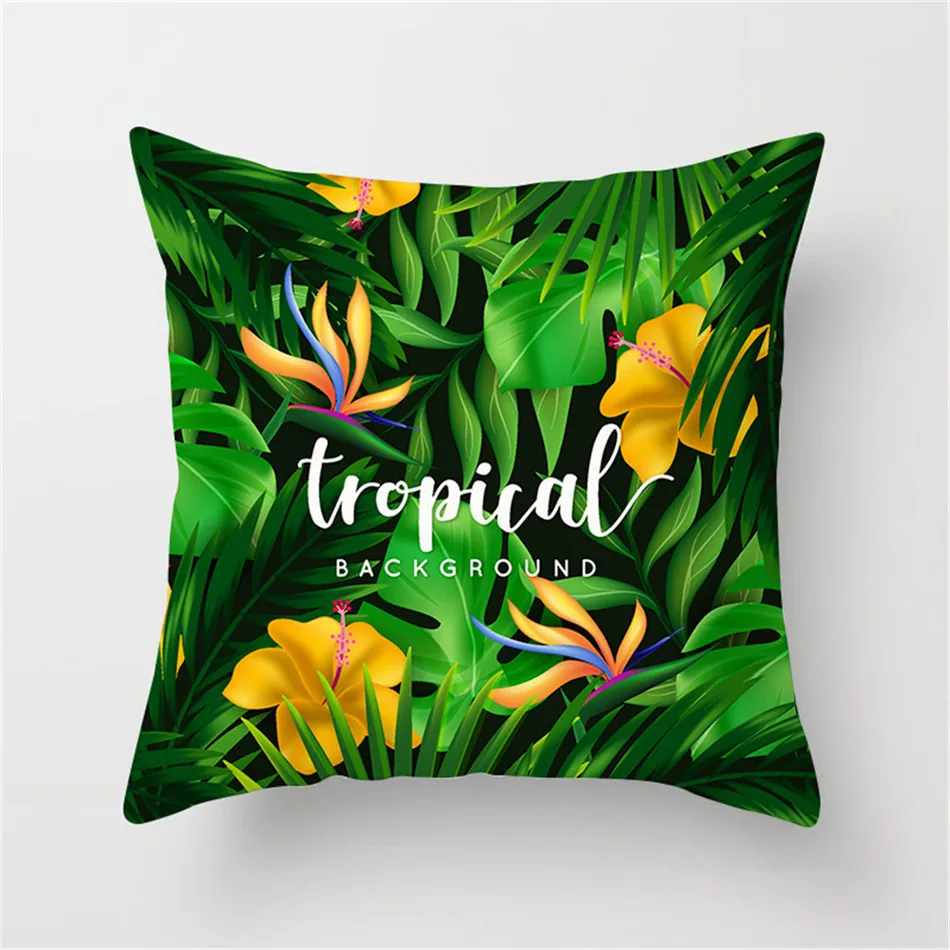 

Fuwatacchi Tropical Plant Printed Cushion Cover Multi Color Tree Leaves Pillow Cover Green Decorative Pillowcase for Home Sofa
