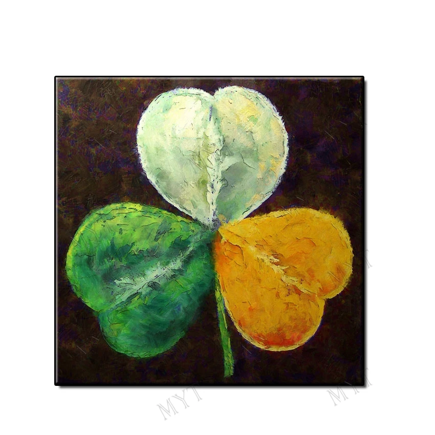 

Large sizes hand-painted abstract Oil Painting On Canvas 3 leaves grass Wall art Pictures For Living Room Home Decor unframed