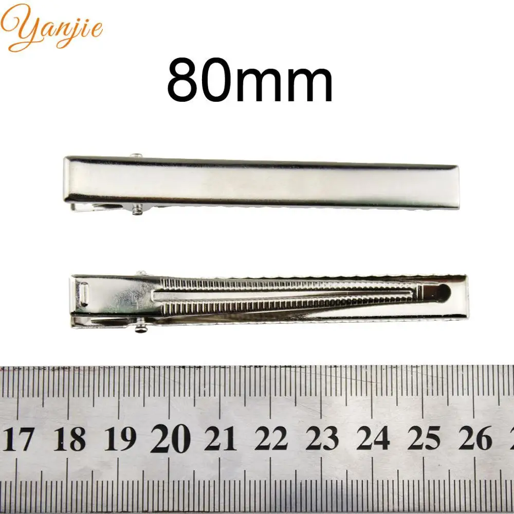 80mm 100 шт./лот, один зубец, крокодил, заколки с зубами, бутиковые заколки для волос, заколки для волос DIY, бант для волос/аксессуары - Цвет: 80mm