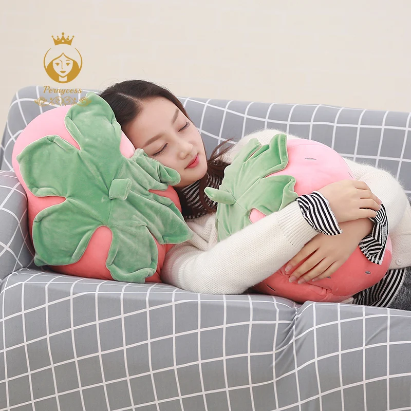 

Cute fruit soft hand pillow, pink strawberry feather cotton warm hand cover, plush stuffed toys, holiday gifts