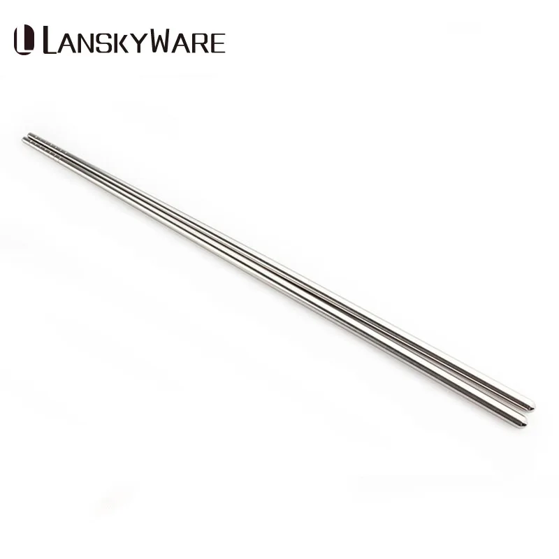 LANSKYWARE Chinese Stainless Steel Chopsticks Reusable Anti-Skip Long Handle Chopstick Set For Fry Beef Food Sticks Hashi | Дом и сад