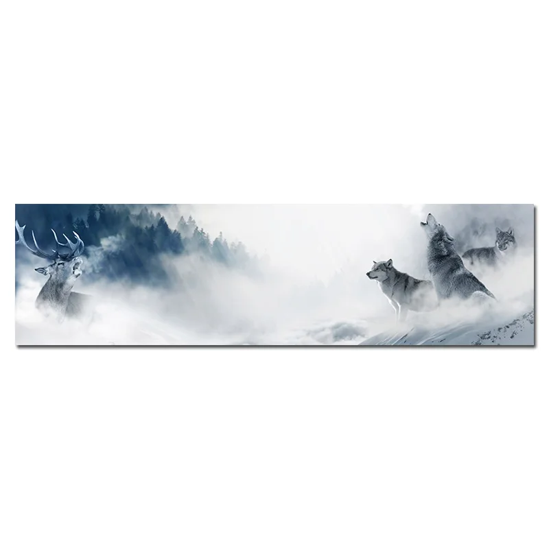 Picture 1 NDITB, волк, снег, горы, холст, плакат, пейзаж, стены, искусство, печать, длинный баннер, живопись, природа, скандинавские украшения, картина - Цвет: Picture 1