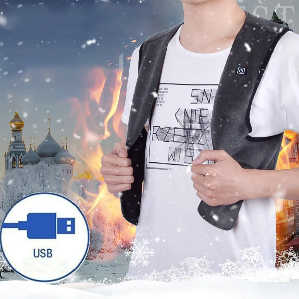 Мужской и Женский уличный жилет с USB подогревом куртка 3 режима зимний