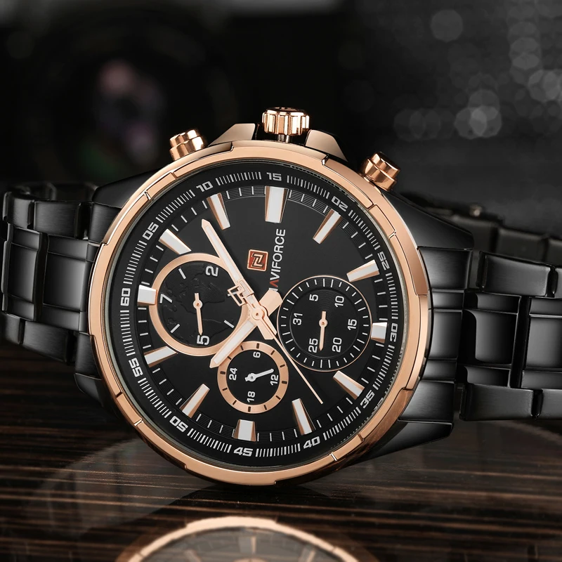 NAVIFORCE Топ Элитный бренд полный сталь повседневные часы модные спортивные