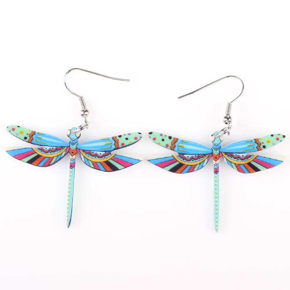 Newei Drop Dragonfly Earrings Jewelry Long Dangle Earring Acrylic Pattern Fashion For Women Hot Style Girl Decoration | Украшения и