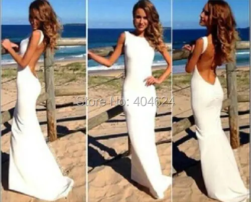 Женское однотонное сексуальное летнее платье без рукавов с открытой спиной