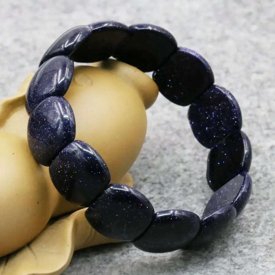 Аксессуары синий браслет из песчаника ручная цепочка стекла удача натуральный