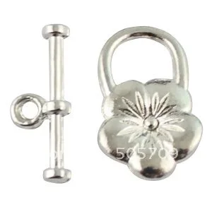 

80Sets Silver Color Plate Flower Toggle Clasps A5098SP FREE SHIPPING