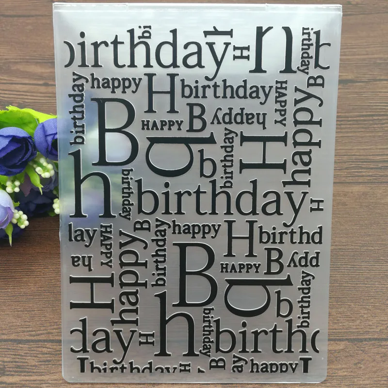 

HAPPY BIRTHDAY Plastic Embossing Folders for DIY Scrapbooking Paper Craft/Card Making Decoration Supplies