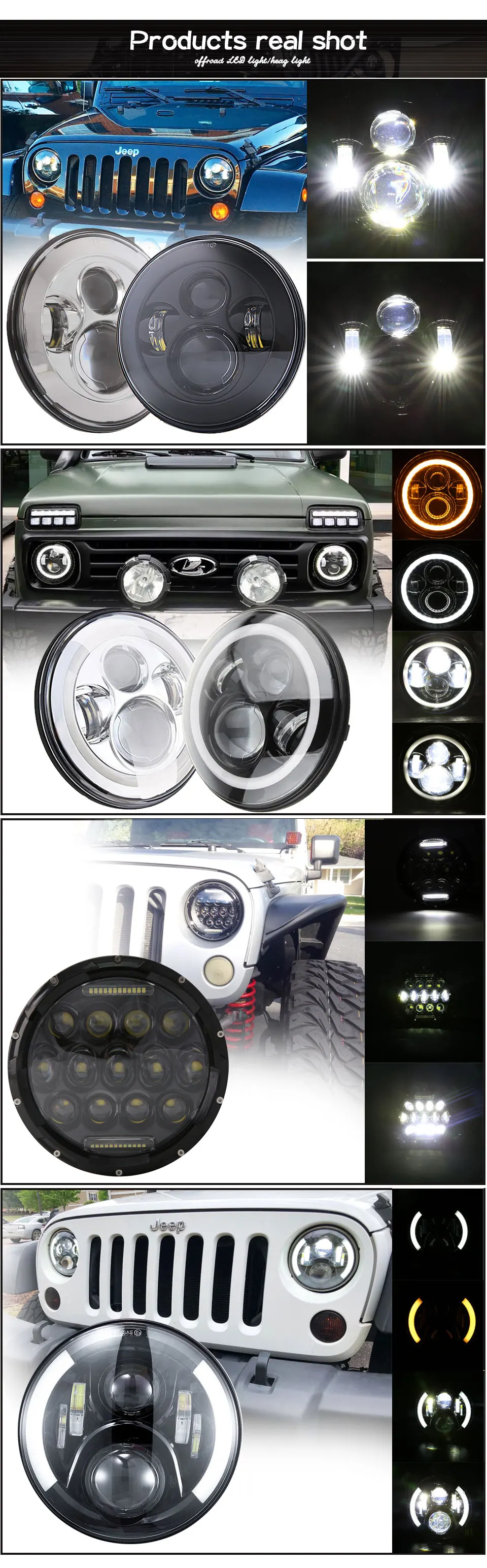 Для Лада Нива 7 дюймов круглый светодиодный прожектор для Jeep Wrangler JK TL LJ Лада Нива 4x4 suzuki samurai Hummer