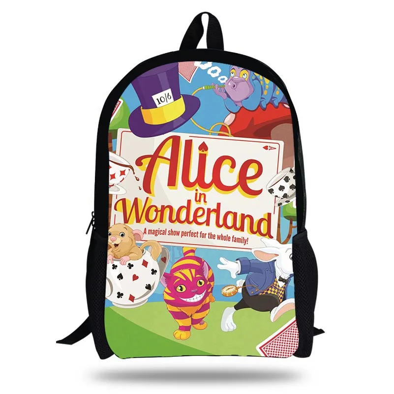 Рюкзак для девочек с принтом в виде аниме Alice in Wonderland вместительный школьный