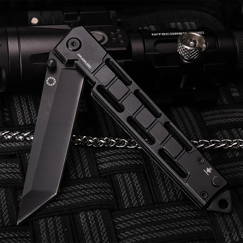 Черный Открытый Многофункциональный карманный нож катапульта охотничий EDC инструмент тактический боевой складной нож стальные рогатки ножи нож для выживания - Цвет: Черный