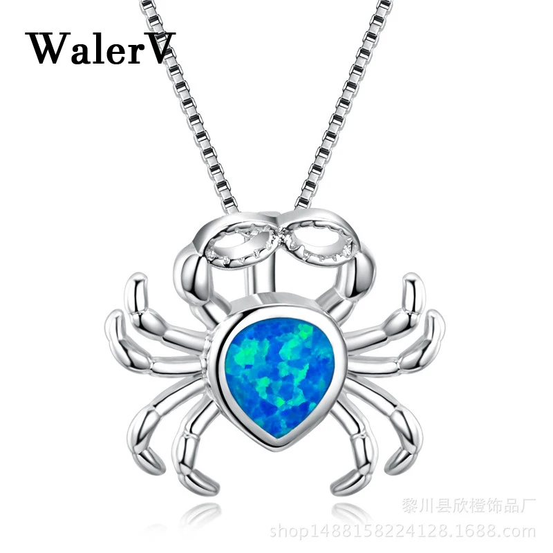 WalerV, новинка, для женщин, набор, качественный, циркон, Круговая форма, имитация голубого огненного опала, подвеска, подвеска, длинное, 16 дюймов, подарки на каждый день