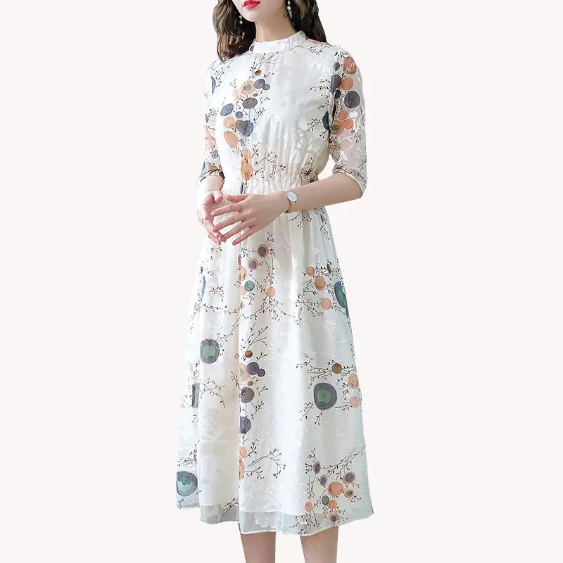 

Summer White Chiffon Party Floral Dress Maxi Women 2019 New Clothes Vintage Elegant Long Ladies Dresses Plus Size Vestido HJ282