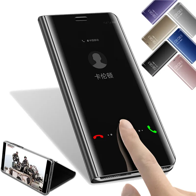 Зеркальные кожаные флип Чехлы для Huawei Mate 10 9 Pro 8 Coque P9 P10 Plus P20 прозрачный умный