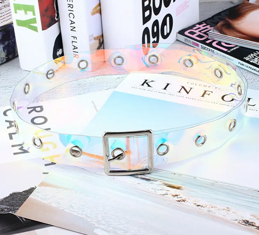 Голографический прозрачный ремень с металлической пряжкой|Женские ремни| |