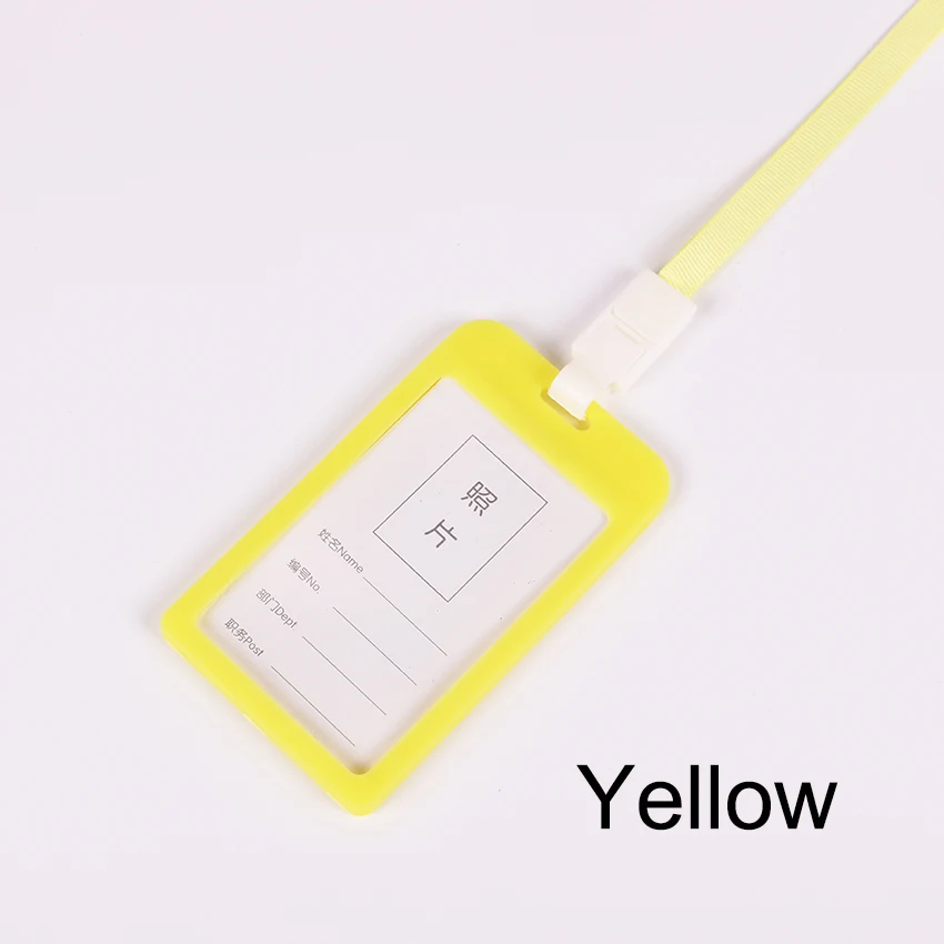 Простой PP вертикальная версия стиль конфеты цвета границы со шнурком студенческий ID имя идентификационный значок держатель офисные принадлежности - Цвет: yellow