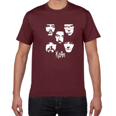 W300 wine red Новая летняя уличная одежда мужская футболка KORN Новая металлическая полоса футболка мужская хлопок Повседневная мужская одежда размера плюс топы тройники - Цвет: W300 wine red