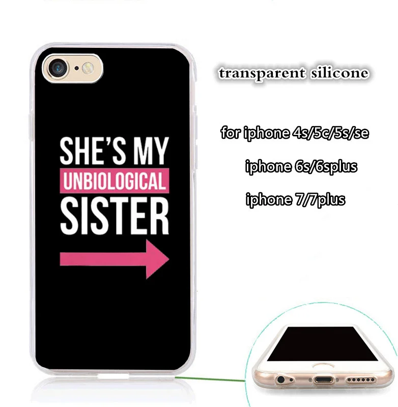 Мягкий силиконовый прозрачный чехол для телефона BFF she is my sister best friends iphone 5s se 6 6s 6plus