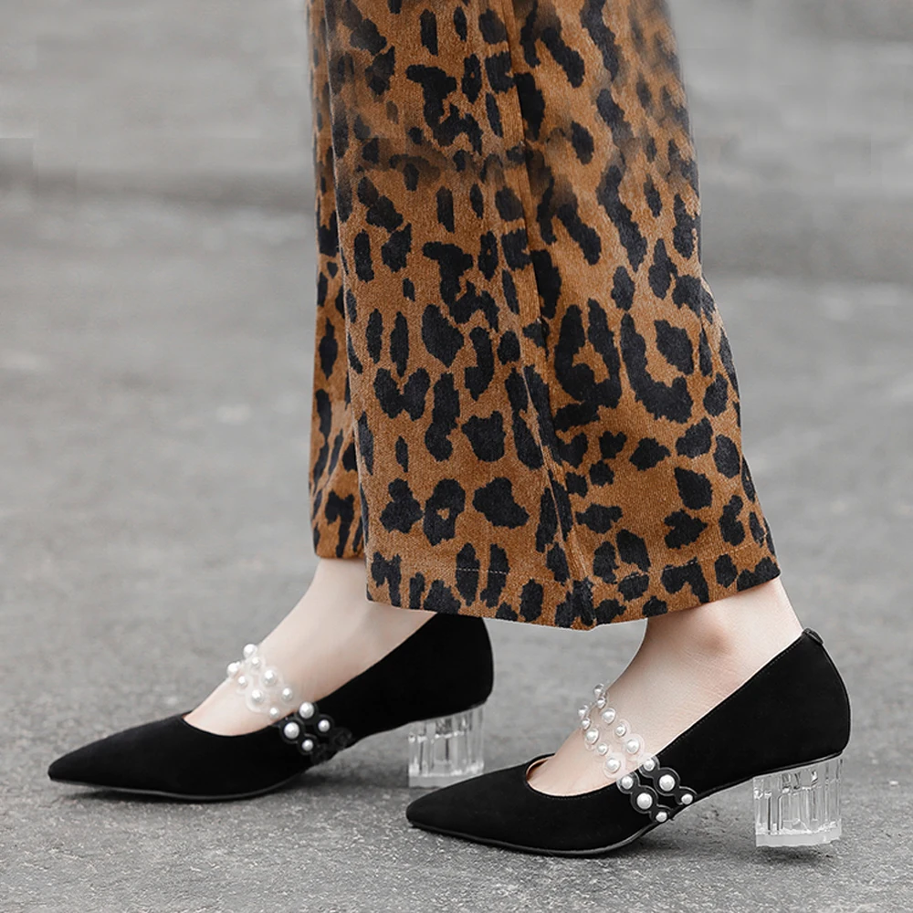 Женские туфли на высоком каблуке FOREADA офисные прозрачные из натуральной кожи