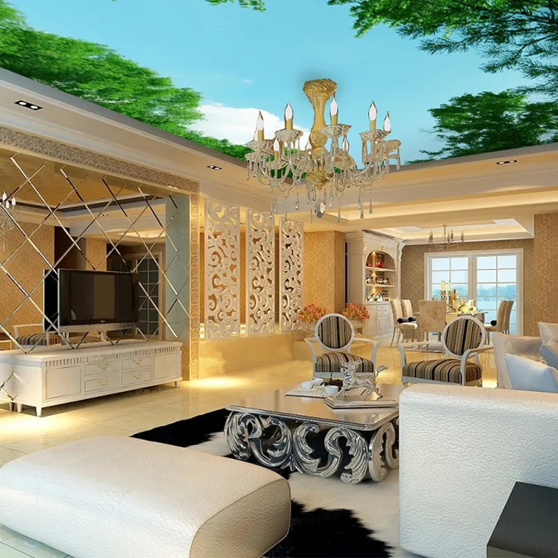 Объемная фреска на заказ с деревьями крыше Большая для гостиной столовой