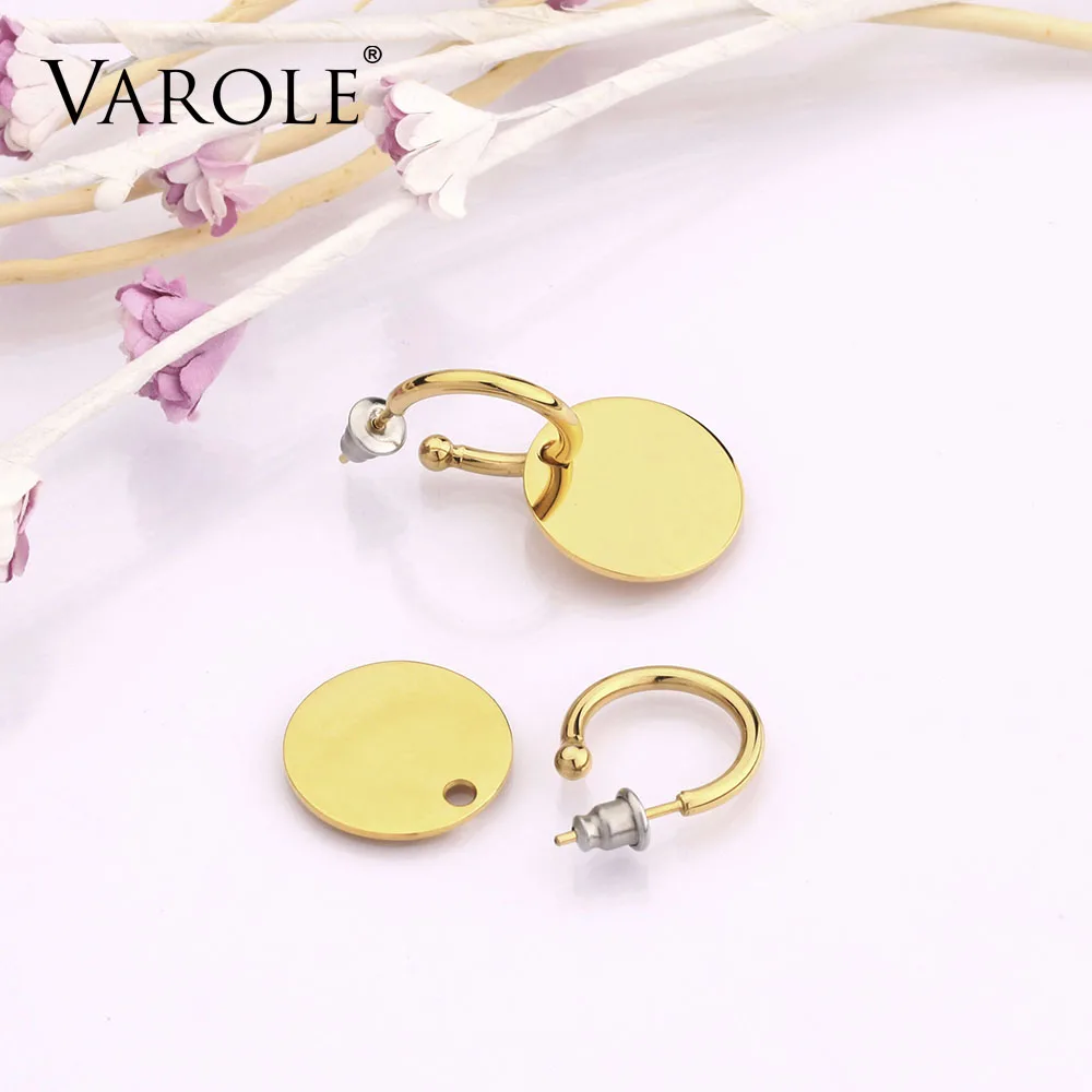 VAROLE, модные круглые серьги, розовые золотистые серьги, серьги-гвоздики из нержавеющей стали для женщин, модные ювелирные изделия Oorbellen Brincos