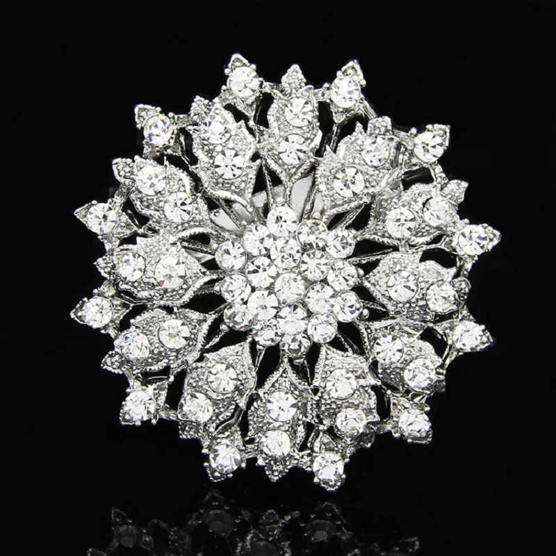 Блестящая красивая серебряная брошь цветок для свадебного платья модные булавки