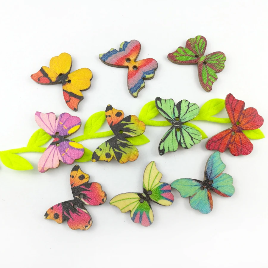 10 шт. деревянные декоративные пуговицы в виде бабочек|mixed butterfly wooden buttons|scrapbooking