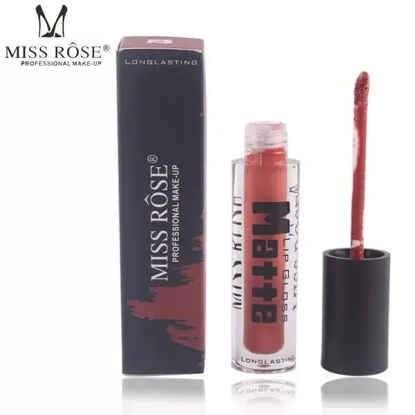 Жидкий матовый блеск для губ Miss Rose 12 цветов телесный оттенок водостойкая