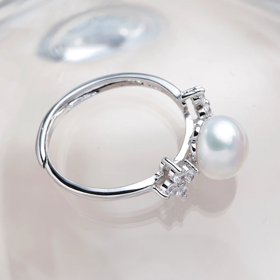 Женское кольцо из 100% натурального пресноводного жемчуга модное сверкающее