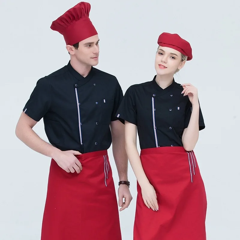 Мужская куртка шеф повара с коротким рукавом для ресторана отеля кафе официанта