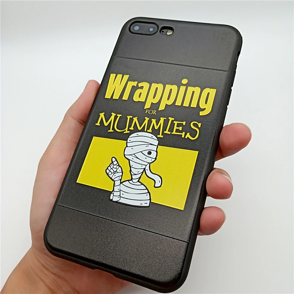 Чехлы для iphone 7 3D рельеф упаковка Mummie Телефон чехол 6 S 8 Plus X черный кожа упал мягкий