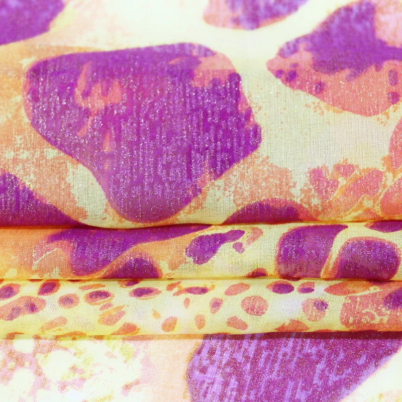 50cm*135cm Bronze silk fabric gold africa leopard print breathe chiffon gauze fashion dress material | Дом и сад
