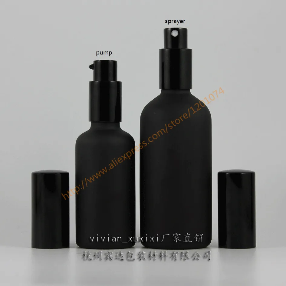100 мл окрашенные Черное Матовое Стекло Бутылка с блестящей черной Алюминий