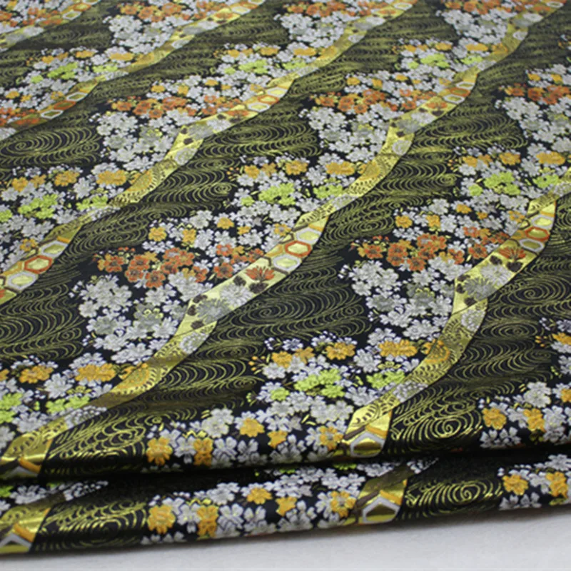 

CF562 Black Japanese Style Cherry Blossom Jacquard Nishijin Brocade Fabric Japanese Kimono Clothing Fabric DIY Sewing Materials