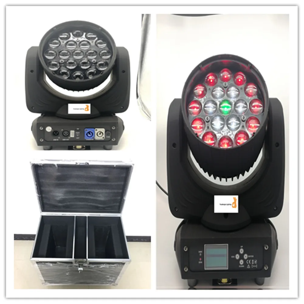 2 шт. с flightcase pixel ring control sky beam wash RGBW 4in1 led zoom moving 19*15 Вт Dj head dmx light|Эффект освещения