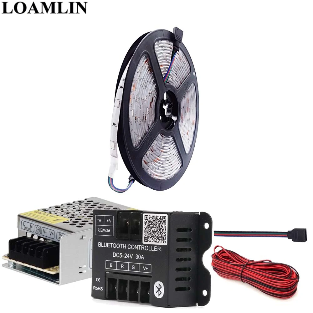 Светодиодная лента RGB 5050SMD 5 м 10 15 20 30 светодиодов/м Bluetooth светодиодный контроллер