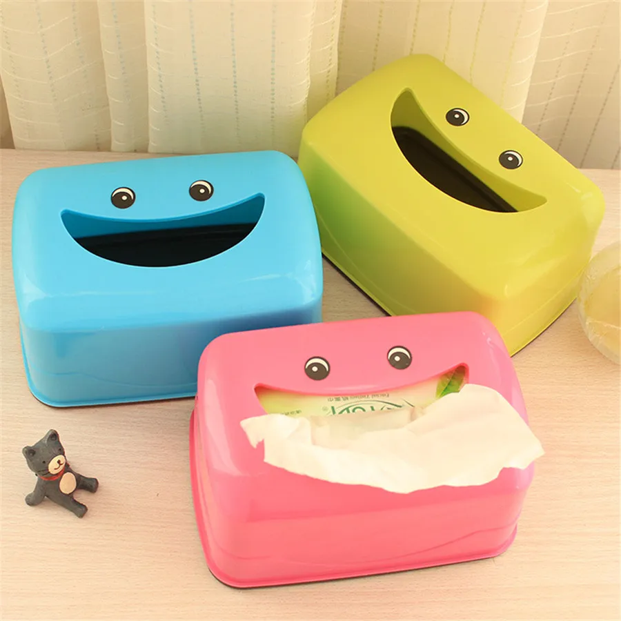 Cartoon Lovely Smile Napkin Holder Novelty Useful Plastic Tissue Boxes for Table Decor Living Room Kitchen Bathroom