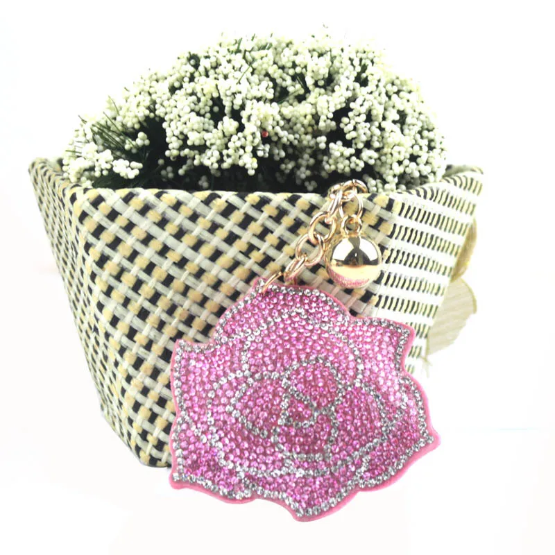 Горный хрусталь бриллиантовый цветок розы брелок для связки ключей сумка